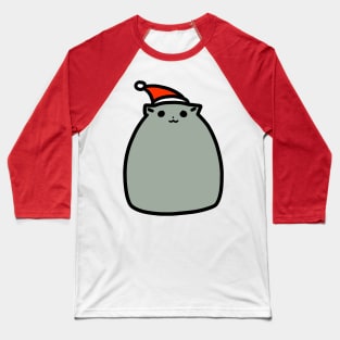 Fat Gray Christmas Cat Baseball T-Shirt